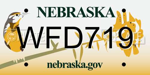 WFD719 Nebraska License Plate
