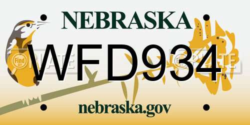 WFD934 Nebraska License Plate