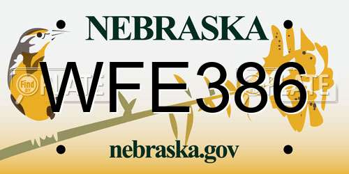 WFE386 Nebraska License Plate