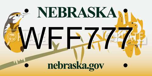 WFF777 Nebraska License Plate