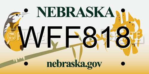 WFF818 Nebraska License Plate