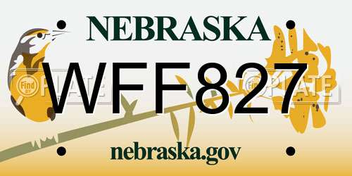WFF827 Nebraska License Plate