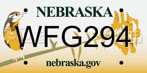 WFG294 Nebraska License Plate