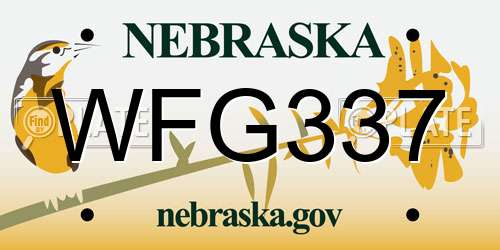 WFG337 Nebraska License Plate