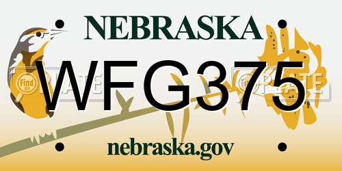 WFG375 Nebraska License Plate