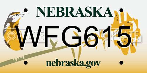WFG615 Nebraska License Plate
