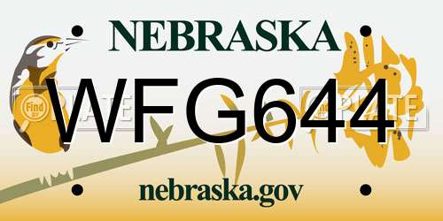 WFG644 Nebraska License Plate