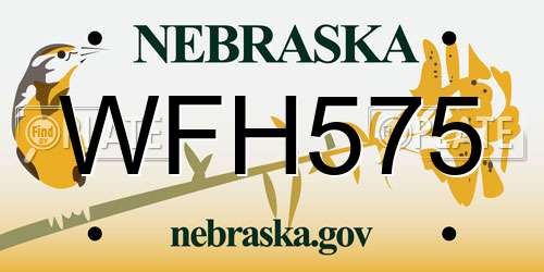 WFH575 Nebraska License Plate