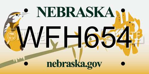 WFH654 Nebraska License Plate