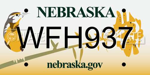 WFH937 Nebraska License Plate