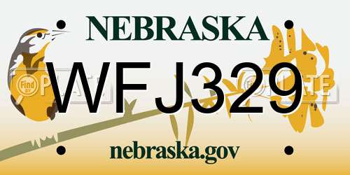 WFJ329 Nebraska License Plate