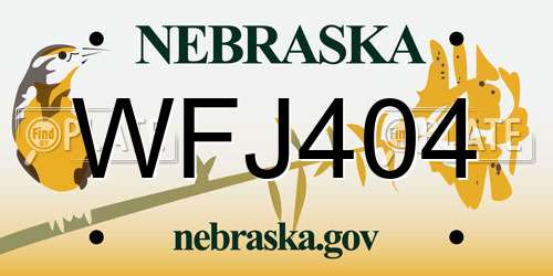 WFJ404 Nebraska License Plate
