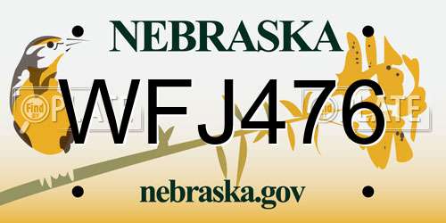 WFJ476 Nebraska License Plate