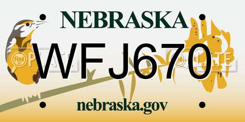 WFJ670 Nebraska License Plate