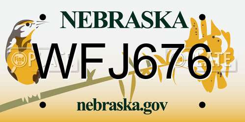 WFJ676 Nebraska License Plate