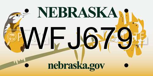 WFJ679 Nebraska License Plate