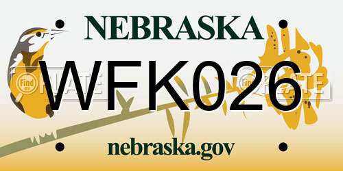 WFK026 Nebraska License Plate