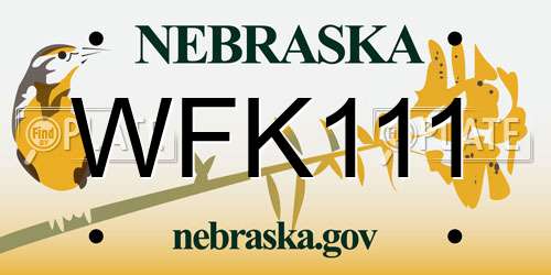 WFK111 Nebraska License Plate