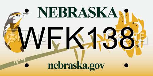 WFK138 Nebraska License Plate