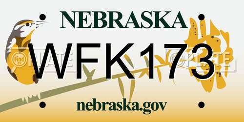 WFK173 Nebraska License Plate