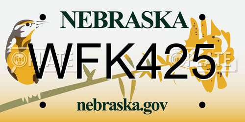 WFK425 Nebraska License Plate