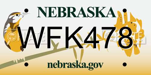 WFK478 Nebraska License Plate
