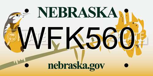WFK560 Nebraska License Plate