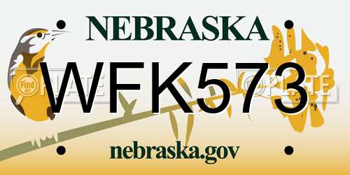 WFK573 Nebraska License Plate