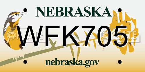 WFK705 Nebraska License Plate