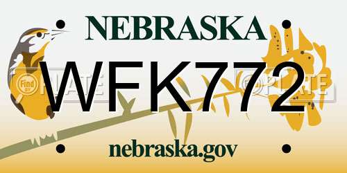 WFK772 Nebraska License Plate