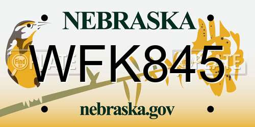 WFK845 Nebraska License Plate
