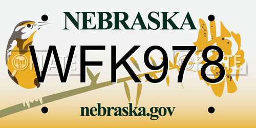 WFK978 Nebraska License Plate