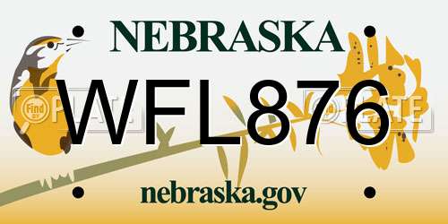 WFL876 Nebraska License Plate