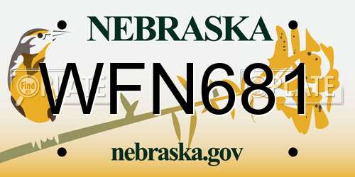WFN681 Nebraska License Plate