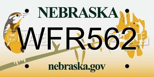 WFR562 Nebraska License Plate
