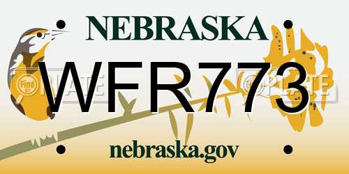 WFR773 Nebraska License Plate