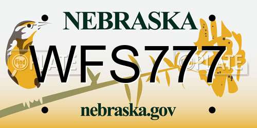 WFS777 Nebraska License Plate