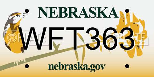 WFT363 Nebraska License Plate