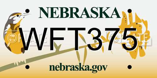 WFT375 Nebraska License Plate