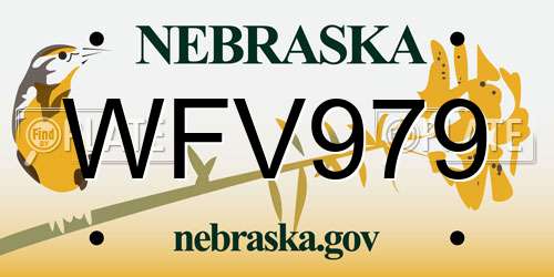 WFV979 Nebraska License Plate