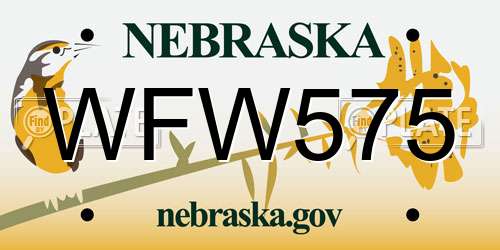 WFW575 Nebraska License Plate