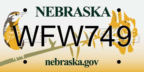 WFW749 Nebraska License Plate