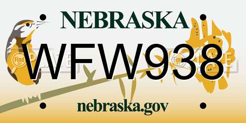 WFW938 Nebraska License Plate