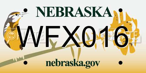 WFX016 Nebraska License Plate