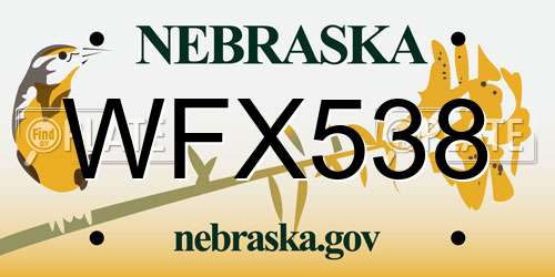 WFX538 Nebraska License Plate
