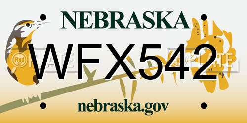 WFX542 Nebraska License Plate