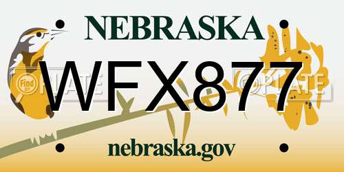 WFX877 Nebraska License Plate