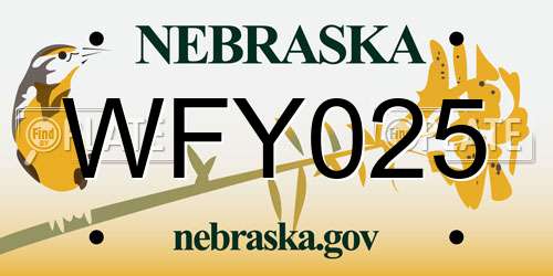 WFY025 Nebraska License Plate
