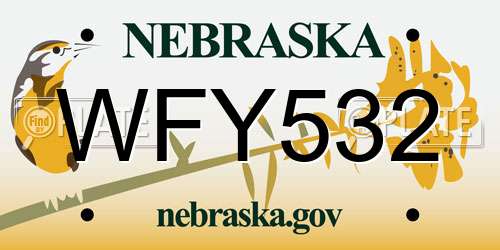 WFY532 Nebraska License Plate