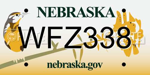 WFZ338 Nebraska License Plate